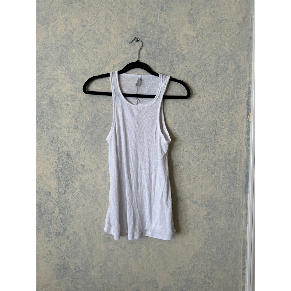 Z Supply Ribbed Tank Top Womens S White Excellent Racerback Pleated Back Slub